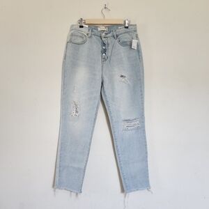NEW PacSun Vintage Icon in poppy blue distressed button fly raw hem size 30